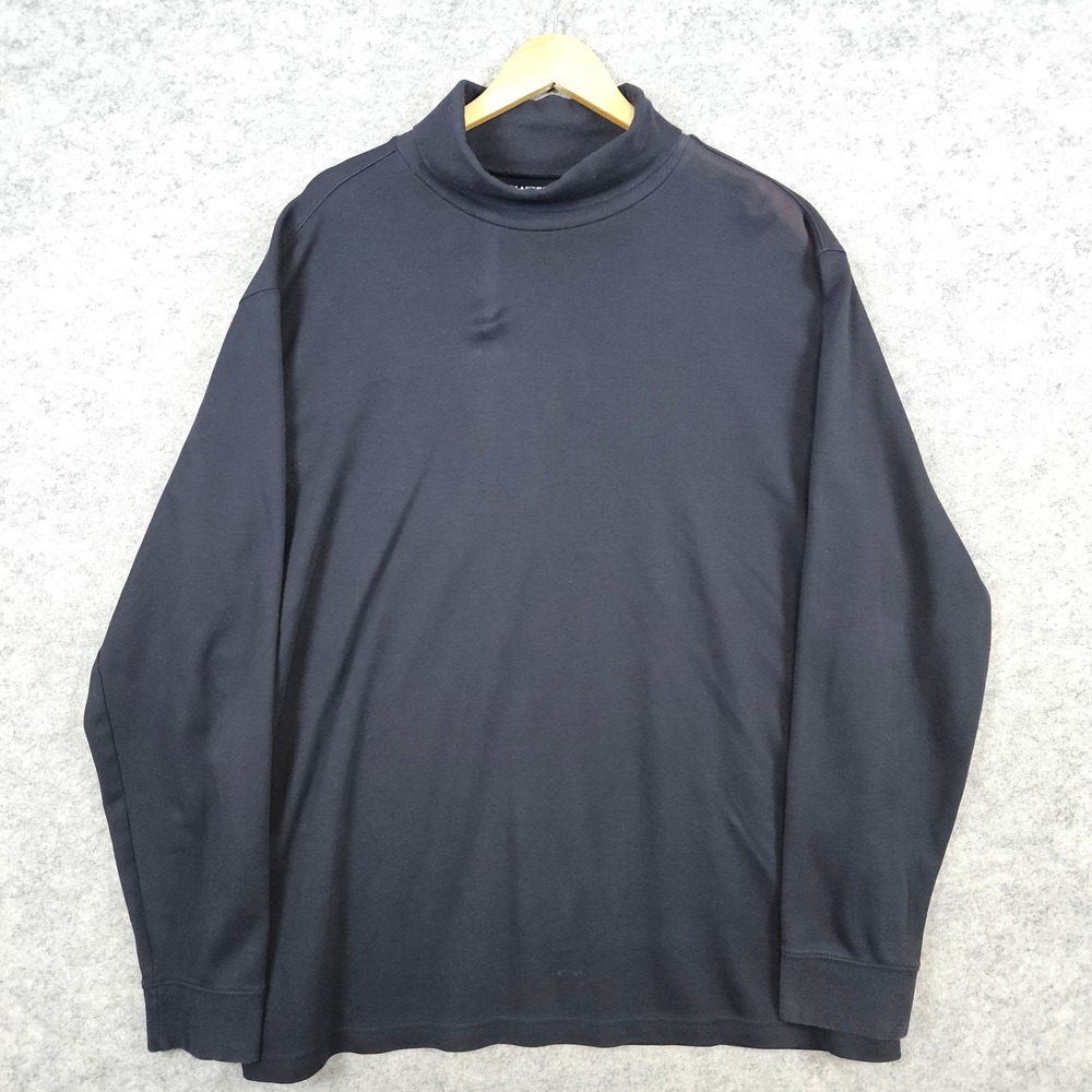 Lands End Men's Black Turtleneck Pullover Size‎ XXL/T 100% Cotton Preppy FADING